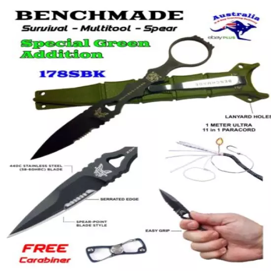 & Benchmade 176SBK MultiTool Knife Spear Kydex Sheath 1 Meter Lanyard FREE Gift