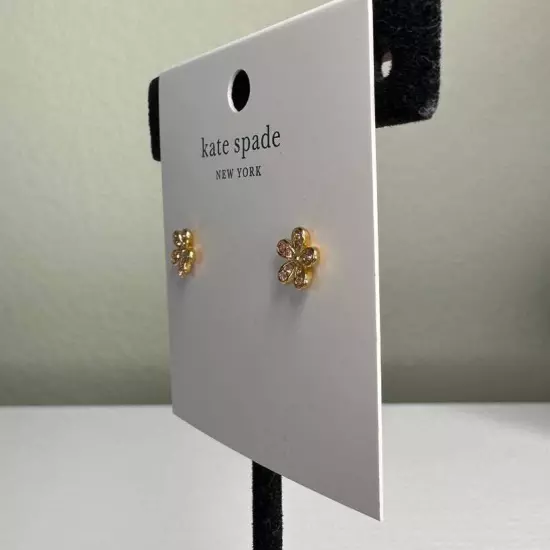 Kate Spade Gleaming Garden Delicate Flower Stud Earrings Light Peach Gold Tone