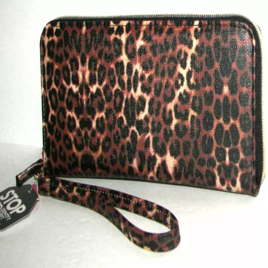 KELLY & KATIE Leopard Zip-Around Clutch Wallet Wristlet NWT 