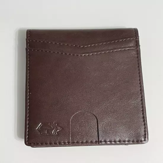 Zitahli Slim Minimalist Bifold Wallet for Men Brown with Money Clip