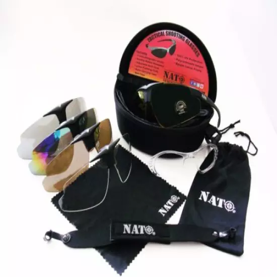 NATO® Tactical Set gun Range Bag 20" & 10pc set Range Glasses hunt shoot UV usa