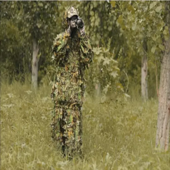 3D Hunting Tactical Camouflage Tree Leaves Camo Ghillie Suit Jacket Pants Set