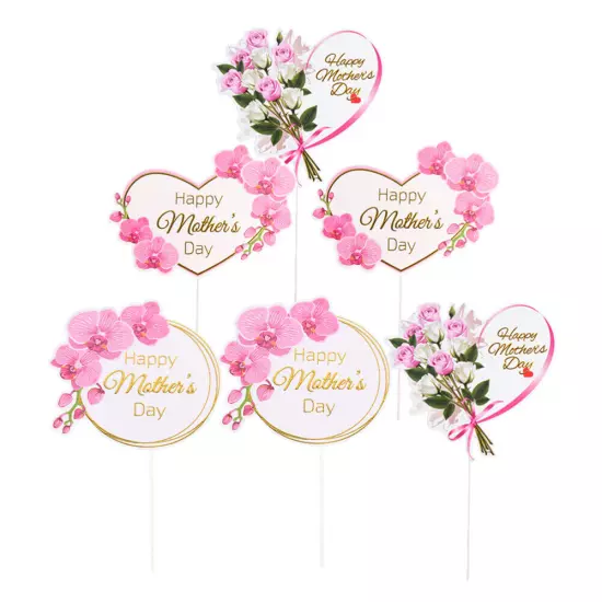 6pcs Mother's Day Cupcake Toppers Cake Insert Cards Topper Decor Decorations