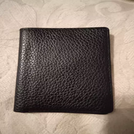 Vintage Men’s Vertical Wallet Bifold Pebbled Black Leather Cards Cash Slot