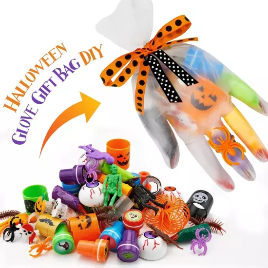 Halloween Party Favors - 24 Pack (266PCS) Gloves Stuffed Toys Bulk,... 