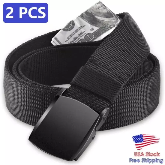 2PCS Travel Safety Belt Hidden Wallet Belt Cash Box Secure Anti-theft Pocket USA