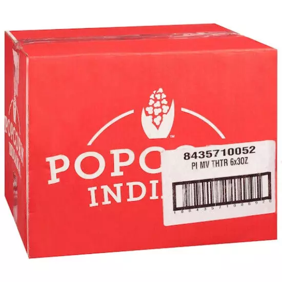 Popcorn Indiana Movie Theater Butter Popcorn, 3 Ounce, 6 Per Case