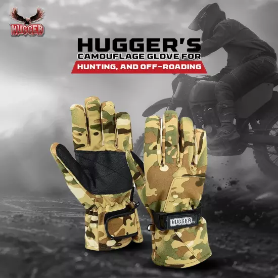 Hugger Men's Camo Glove Group for Motorcycle Riding, Hunting, and Hiking 