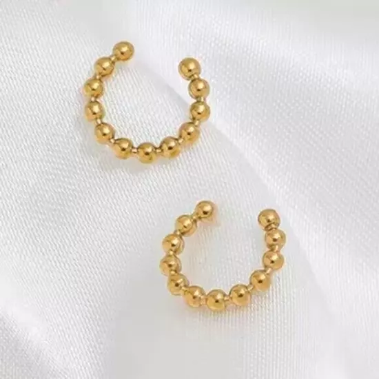 Beaded Ear Cuff Gold Cartilage Cuff Earring NO PIERCING Non-tarnish Earring CUTE