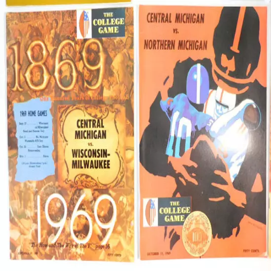 Lot of (14) Diff 1969 to 1975 Central Michigan College Football Programs