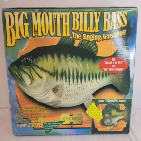 Big Mouth Billy Bass Singing Fish Take me to the River Don't Worry Be Happy NOS