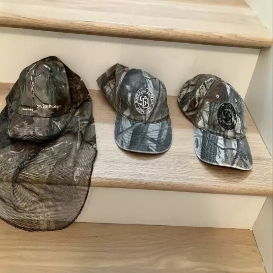 Set Of 3: Camouflage Hats: Bass Pro, 2 X Superior Bowen Asphalt Hats Caps Snp/Bk