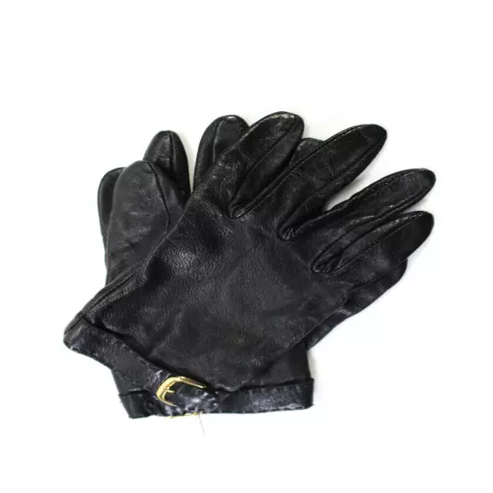 Banana Republic Womens Wrist Length Leather Buckle Gloves Black Size Medium