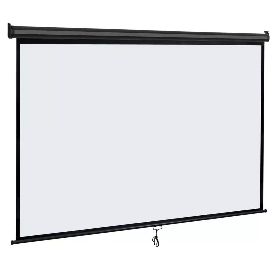 80" 16:9 Manual Pull Down Projector Screen HD Black Movie Theater Vivid Screens