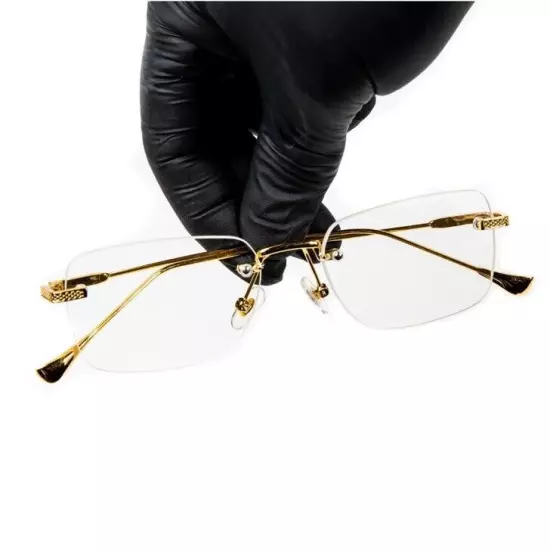 Vintage Gold Frame Rimless Luxury Men's Hip Hop Clear Lens Retro Fashion Glasses