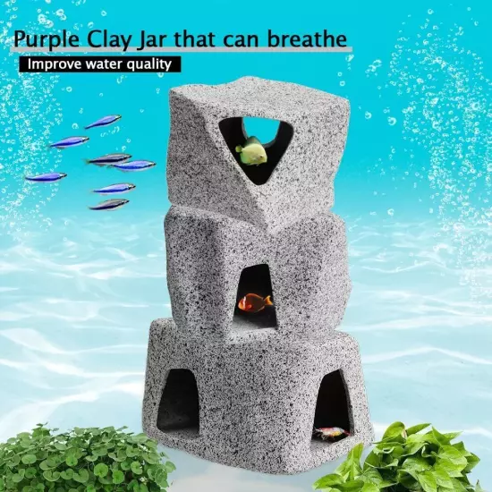 Aquarium Stone Hideaway Decoration Ceramic Tank Decoration Stone Rock Hideout