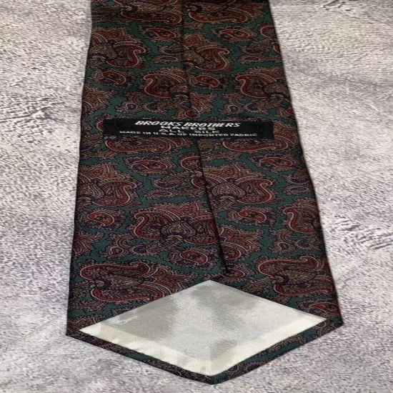 Vintage Brooks Brothers Maker 100% All Silk Paisley Geometric Tie Necktie USA