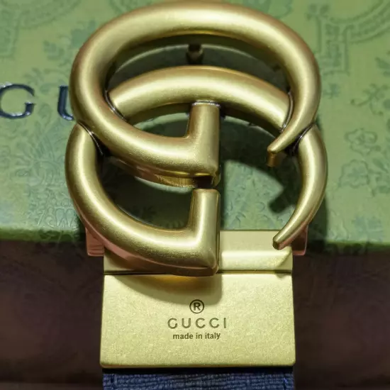 GUCCI GG Supreme Double G Buckle Leather Belt