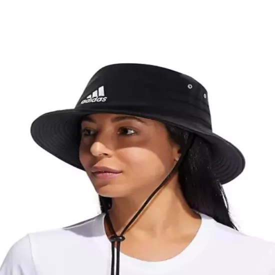 Adidas Unisex Uv Protect 50 Bucket Hat Black Tie Back NWT One Size