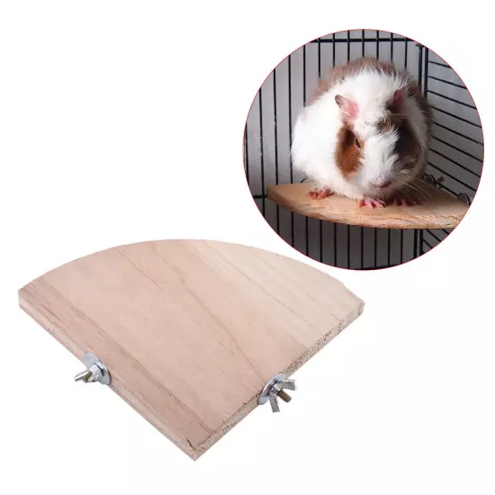 Bird Cage Perch Stand Platform Wooden Fan Shape Hamster Small Animal LLI