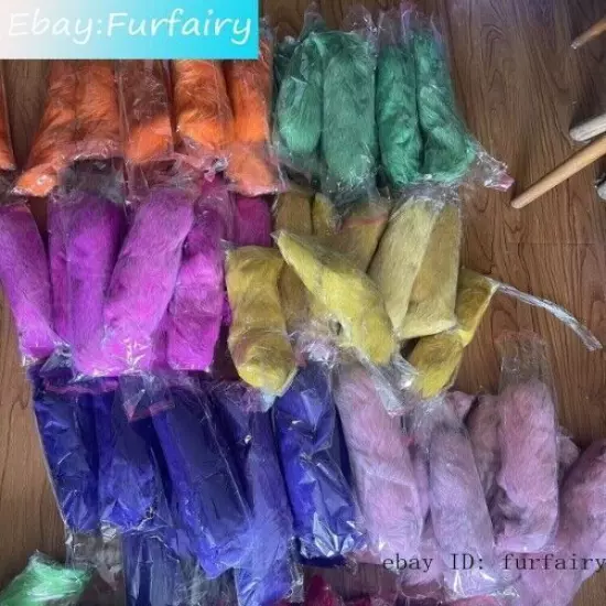 2/5/10 wholesale Dyed Color Real Blue Fox Tail Fur Keyring Pendant Cosplay Toy