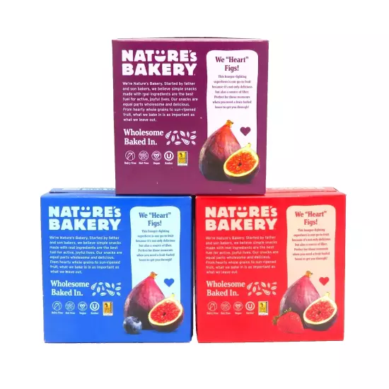 Lot of 3 Boxes 12 oz. Natures Bakery Fig Bars Blueberry Strawberry & Original