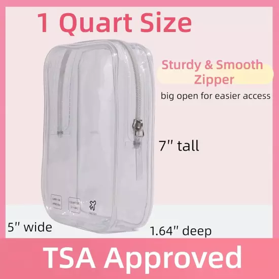 TSA Approved 1 Quart Clear Toiletry Bag for International Travel Essentials