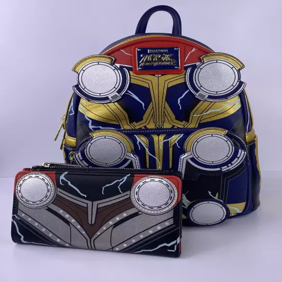 Loungefly Marvel Thor L&T Cosplay Mini Backpack & Wallet Set GITD NWT