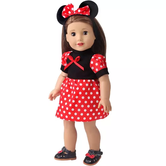 Mickey Dot Dress & headband set made for 18'' American girl party clothes