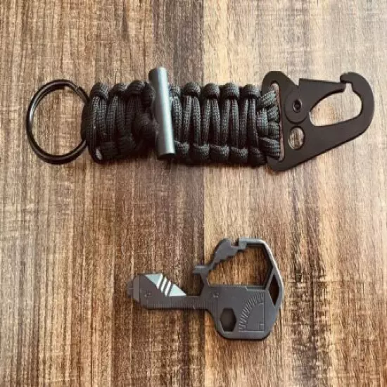 24 in 1 EDC Set Stainless Steel Key With Fire starter paracord Keychain