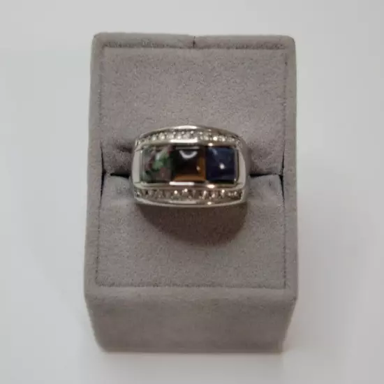 Men's Stainless Steel Size 9 Multi-Gem Ring :) :) So Cool!