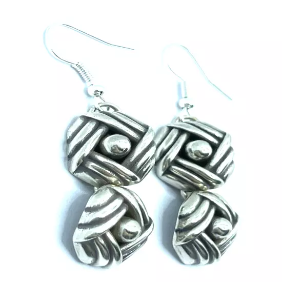 Brighton Sonora Knots 2-Flowers Intertwined Twisted Custom Silver Earrings