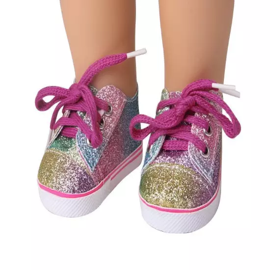 Sparkling tie sneakers made for 18'' doll American girl shoes