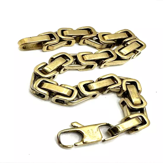 INOX Stainless Steel Byzantine Chain Bracelet Gold Tone Men & Women 8 1/4"