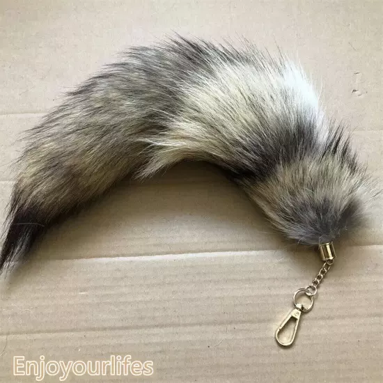 35cm/14" Real Bush Coyote Fur Tail Keychain Bag Pendant Tassels Cosplay Toys