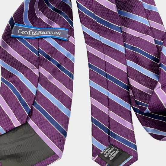 Croft & Barrow Purple Striped Repp Regimental Silk Necktie Tie Men's 3" x 58"