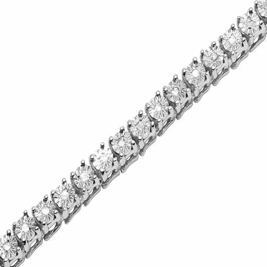 Single Row Illusion Set 1.25 CT Diamond Tennis Chain Necklace Yellow/White Go...