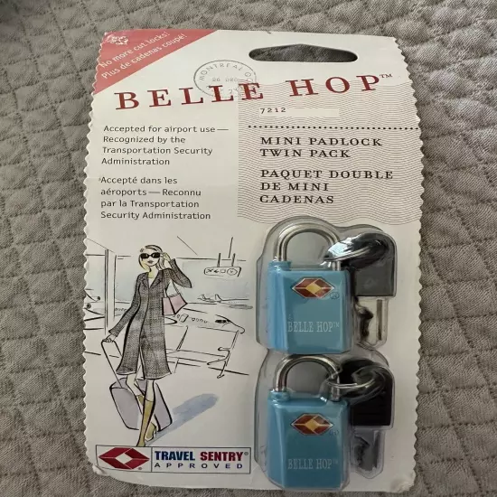 NIP Belle Hop Mini Padlock Twin Pack - Travel Sentry Approved - No Cut Locks