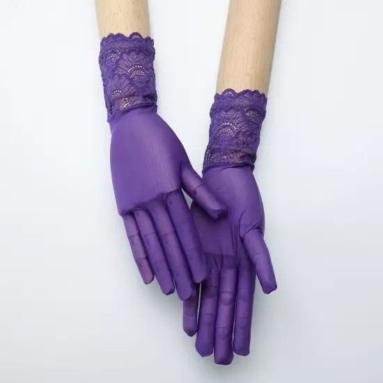 Womens Gloves Dating Sheer New Glossy Dress Hollow-out Show Lace Finger 1 Pair