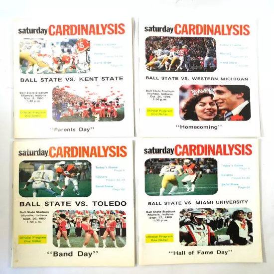 Lot of (15) Different 1977 to 1980 Ball State College Football Programs