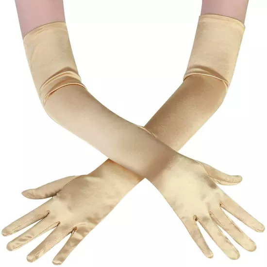 Womens Satin Evening Gloves 21'' Long Party Dance Elbow Length Opera Gloves US