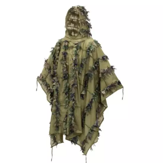 Ghillie Suit Sniper Camouflage Tactical Poncho Helikon-Tex Leaf Woodland + Bag