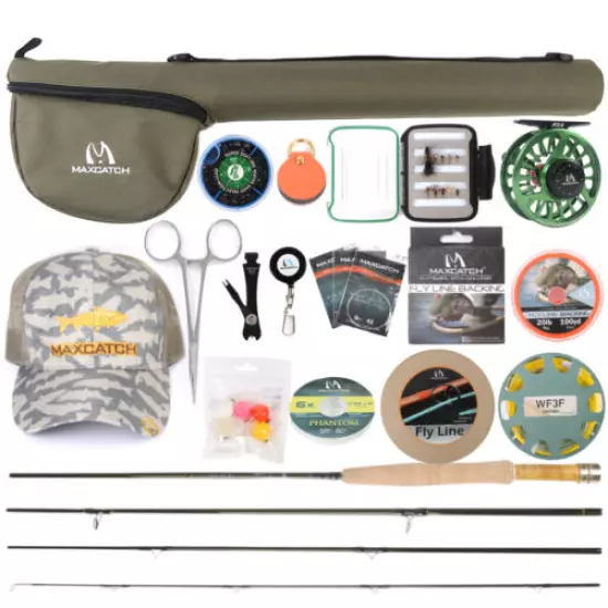 Maxcatch Fly Rod and Reel Outfit/Combo Complete Full Kit For Small Stream 