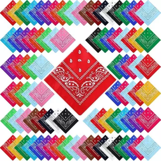 108 Pack Unisex Wholesale Paisley 100% Cotton Double Sided Print Bandanas Bulk