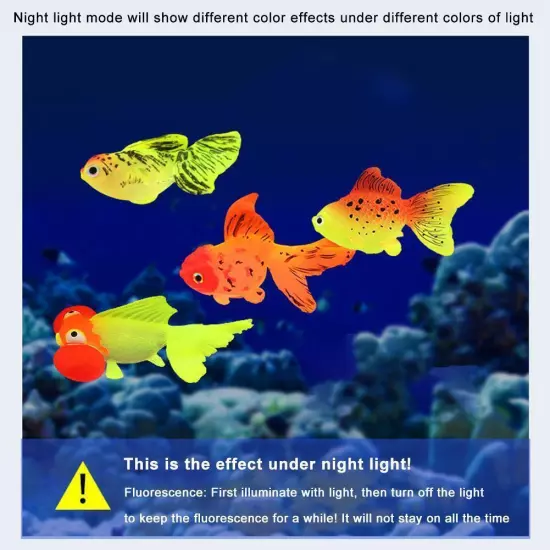 1pc Fish Tank Fish Glow Dark Goldfish Fake Fish Artificial Floating Moving H1G8