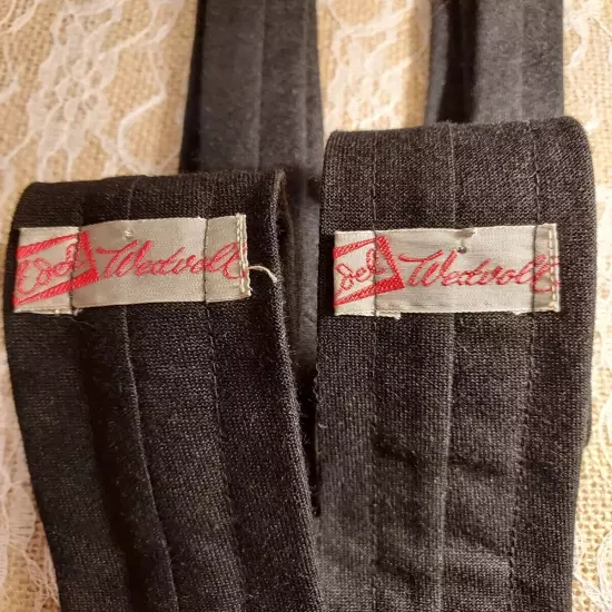 Vintage Edel Westvoll Black Embroidered Skinny Square End Neckties~Lot of 2