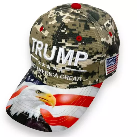 Donald Trump 45 Hat Keep America Great Bald Eagle US Flag Military Digital Camo