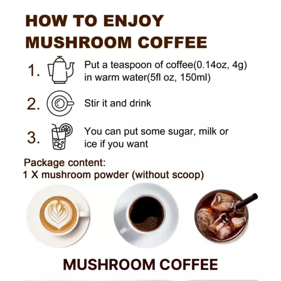 Organic Mushroom Extract 2000mg Coffee,Support Energy And Focus,Balances the gut