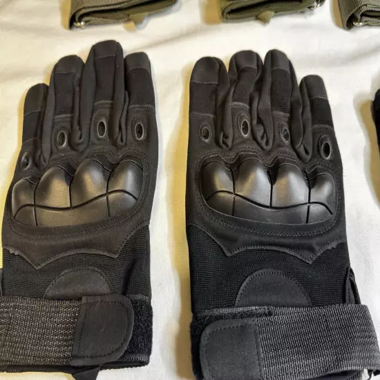 USA Tactical KNOCKER Gloves Rubberized Knuckle Lot Of 16 Blk /Grn Large