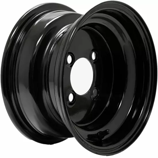 Set of 4 GTW 10" Gloss Black Steel Golf Car Wheels & 18" Rogue All Terrain Tires